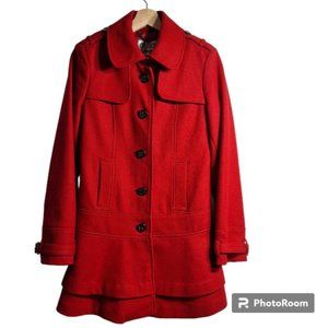 Guess Moda International Red Skirt Bottom Pea Coat Size Small